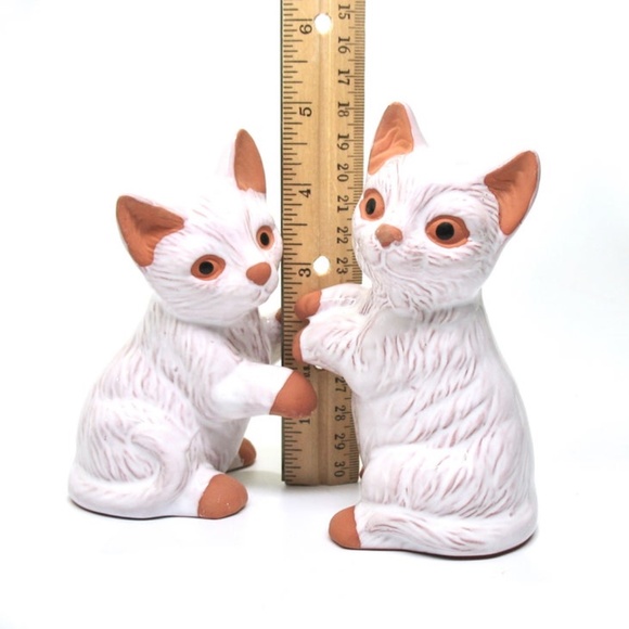 Cat Figurines, Set Two, Terra Cotta, White Glaze - Picture 8 of 8